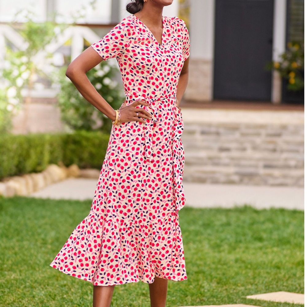 Talbots cascade wrap floral dress